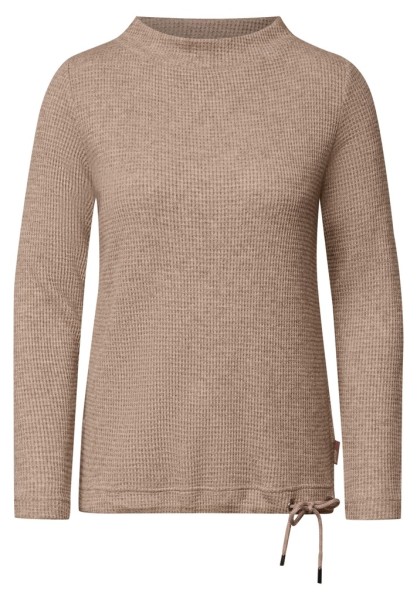 Shirt mit Funnel Neck und Waffelstruktur
