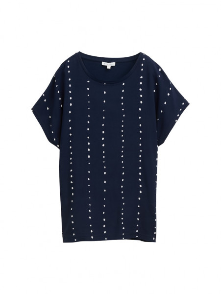 T-Shirt im Material-Mix
