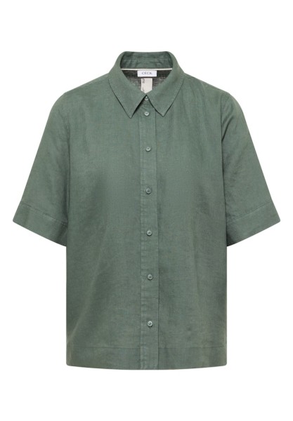 Kurzarm Hemdbluse aus reinem Leinen