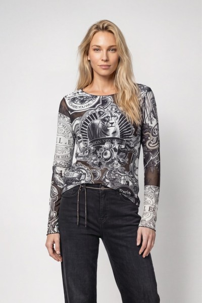 Langarmshirt mit Emblem-Muster