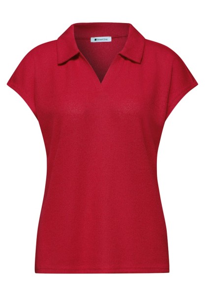 Dropped Shoulder Poloshirt im Strick-Look
