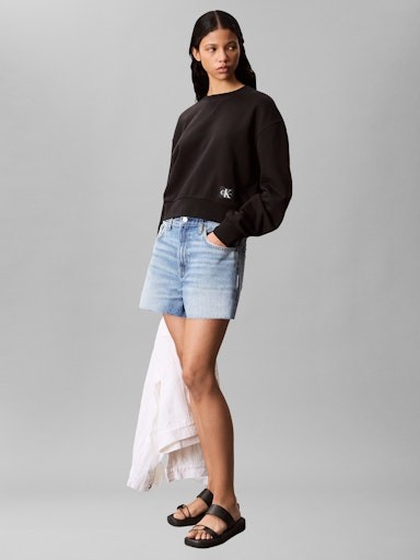 FRENCH TERRY WOVEN LABEL CREW SW