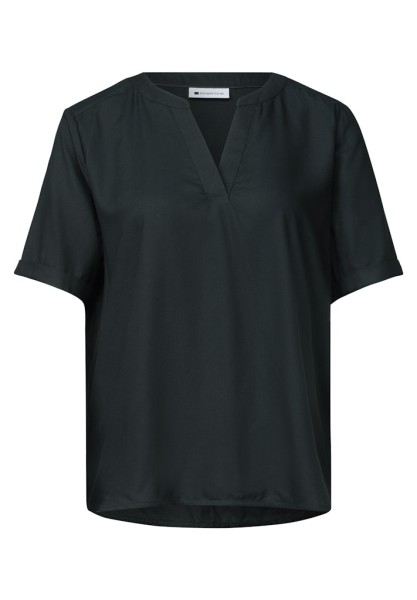Blusenshirt in Unifarbe mit Split Neck