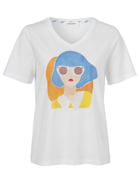 T-Shirt V-Ausschnitt 1/2 Arm Motiv Druck