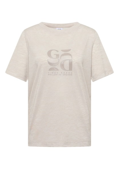 T-Shirt in Leinen-Optik mit Print