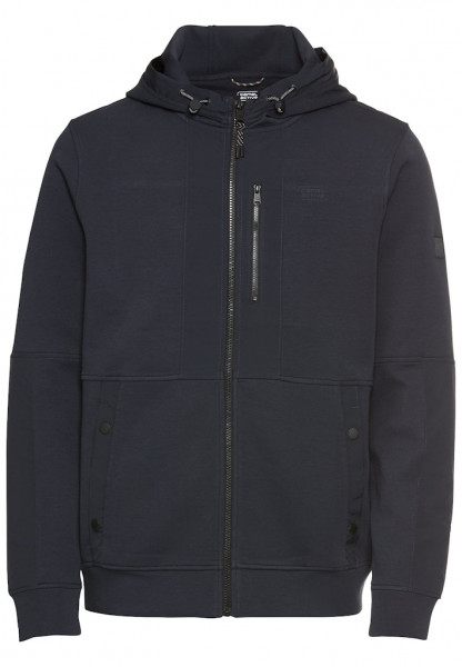 Sweatjacke mit 4-Way Stretch und kontrastierenden Details