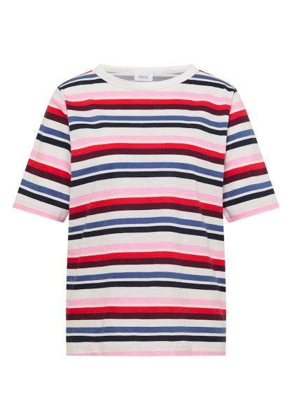 Kurzarm Shirt mit Multicolor Streifen