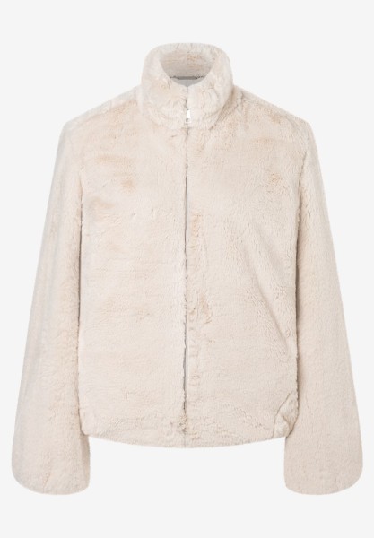 Flauschige Teddyjacke mit Stehkragen