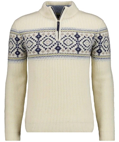 Strickpullover mit Troyer-Kragen, Jacquard
