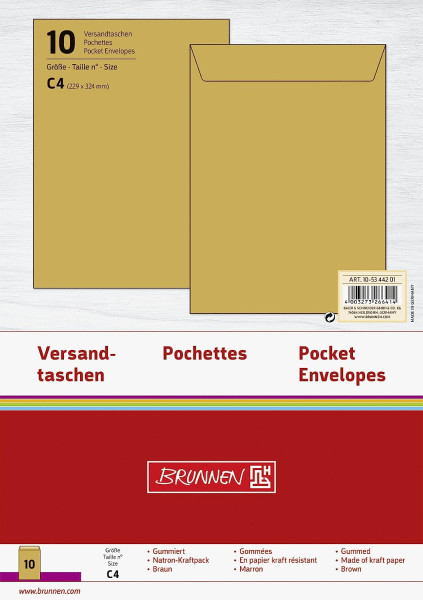Brunnen 105344201 Versandtasche, C4, 10 Stück, 229 x 324 mm