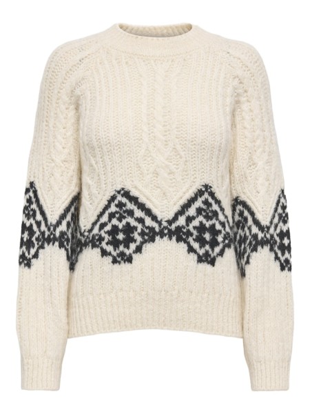 JDYNAOMI L/S RAGLAN JACQ CABLE PULL KNT