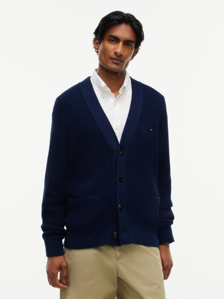 WAFFLE STRUCTURE CARDIGAN
