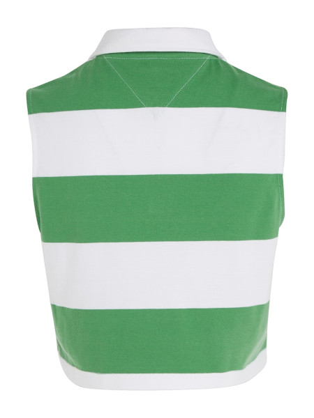 TJW CROP BADGE STRIPE SL POLO