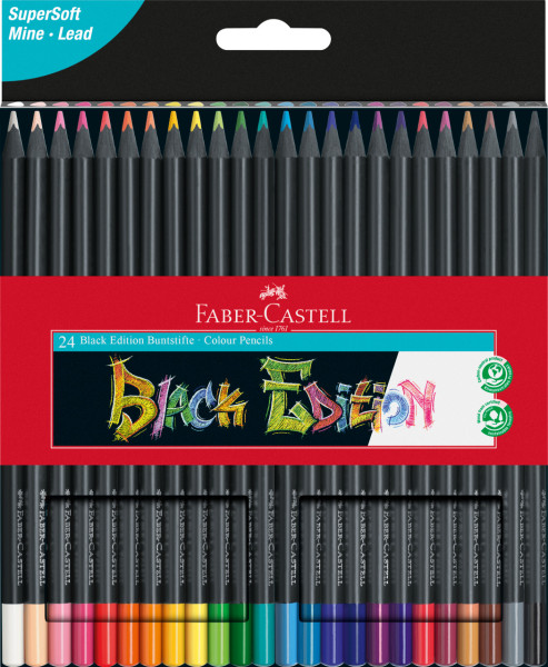 Faber-Castell 116424 Black Edition Buntstifte, 24er Kartonetui