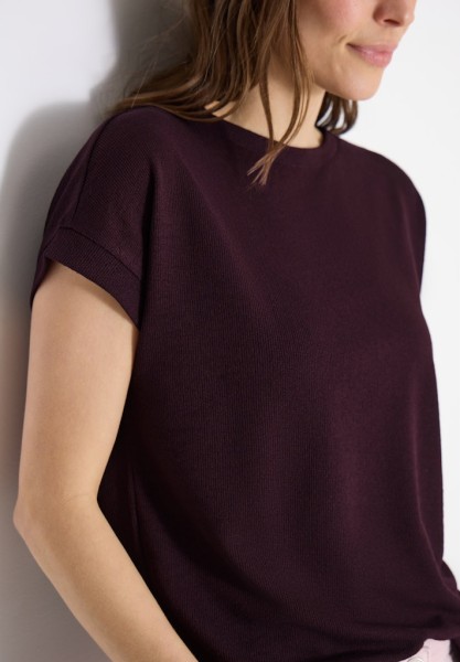 T-Shirt mit Boatneck im Strick-Look