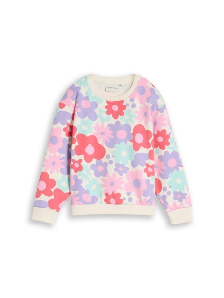 Cropped Sweatshirt mit Blumenmuster