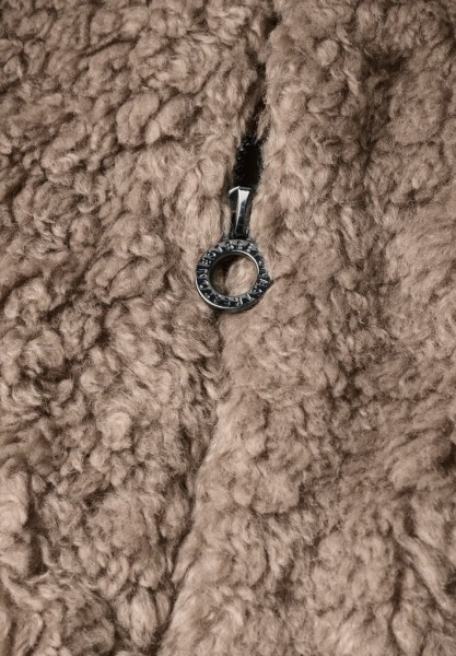 Fake Fur Weste mit Taschen und Zipper