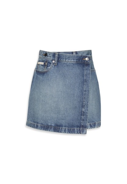 DENIM MINI WRAP SKIRT COLD SPRIN