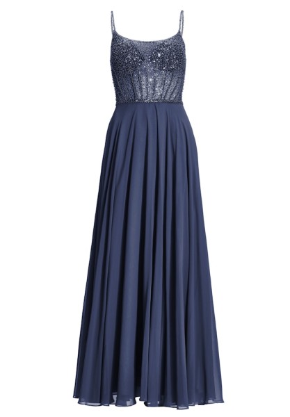 Chiffonkleid mit besticktem Top