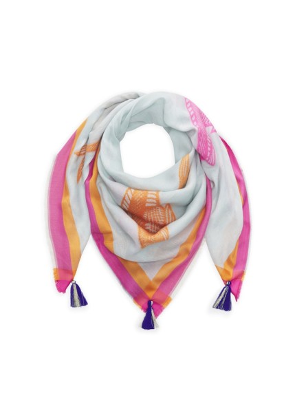 Beidseitig tragbares Jacquard-Tuch aus Baumwoll-Mix mit Fisch-Motiven