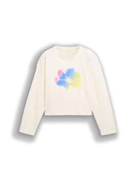 Cropped Langarmshirt mit Print