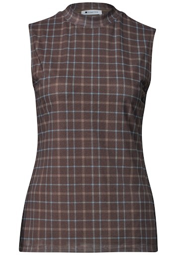 Turtle Neck Top aus Mesh mit Print