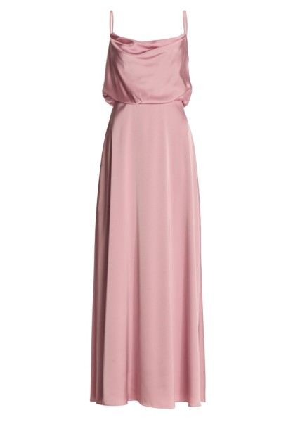 Abendkleid aus Satin mit angedeutetem Wasserfallausschnitt