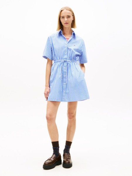 Stripe Relaxed Poplin Mini Shirt Dress