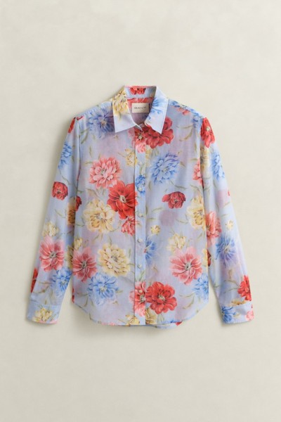 Baumwoll Seiden Bluse mit Blumenprint