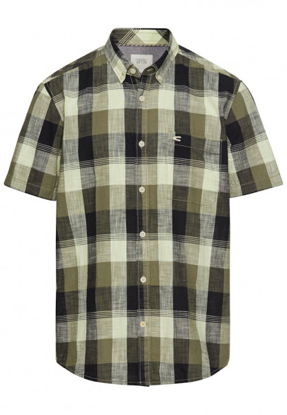 Kariertes Kurzarmhemd aus reiner Baumwolle