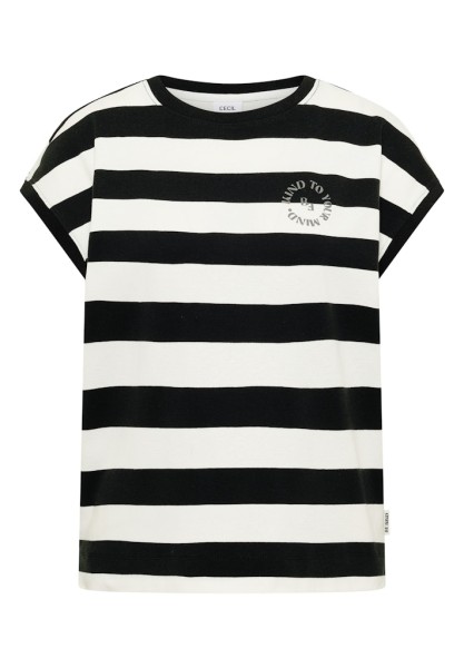 T-Shirt mit Streifen und Printdetail
