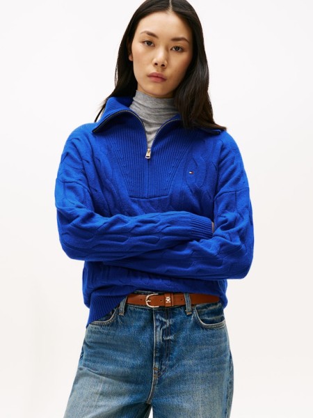 SOFT WOOL CABLE 1/2 ZIP LS SWT