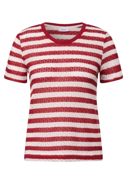Gestreiftes Ajour T-Shirt