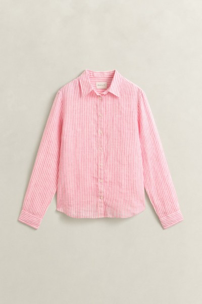 Regular Fit Leinen Bluse mit Streifen