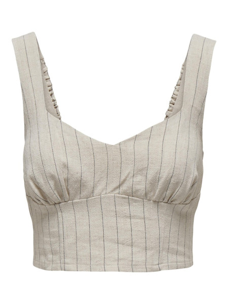 ONLDOLA STRAP PINSTR LINEN BL TOP TLR