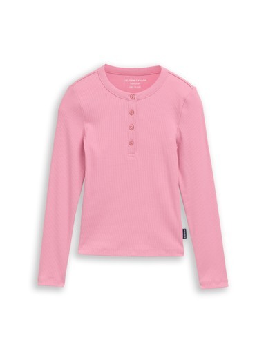 Henley Langarmshirt mit Rippstruktur