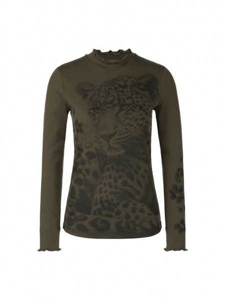 Shirt aus Baumwoll-Ripp mit Leo