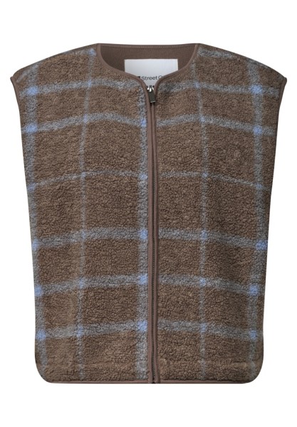 Teddy-Weste mit Zipper und Print