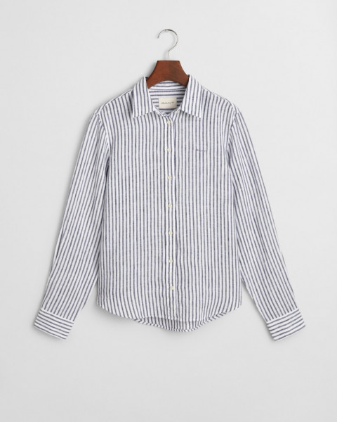 Regular Fit Leinenbluse mit Streifen