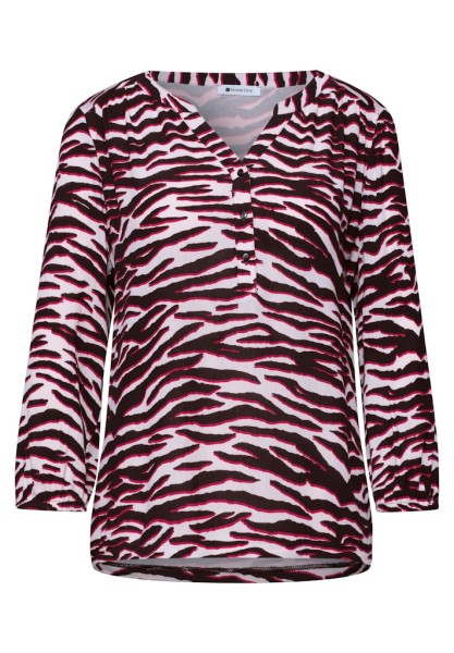 Shirt mit Split Neck und Strukturmix