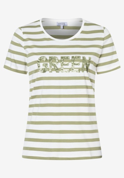 Streifenshirt mit Paillettenschrift