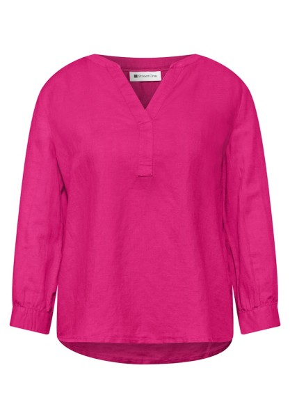 Bluse mit Split Neck aus Leinenmix