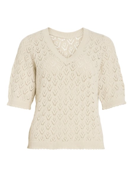 VISAVA V-NECK 2/4 KNIT TOP/PB