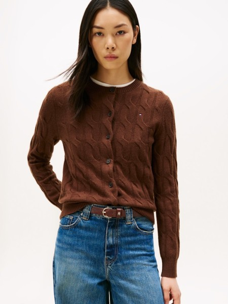 SOFT WOOL CABLE C-NK LS CARDIGAN