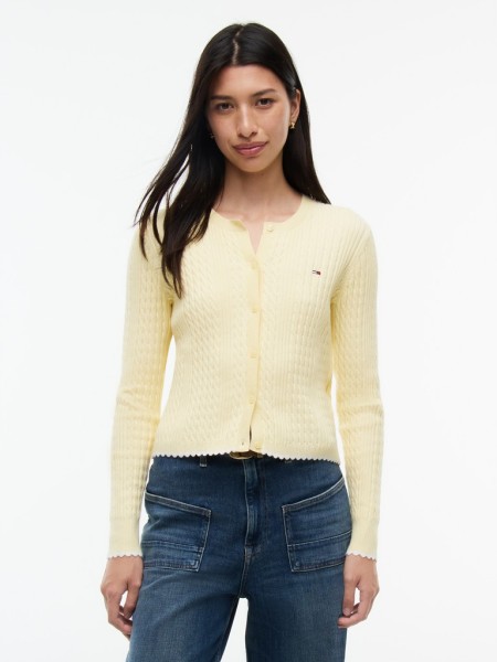 TJW CABLE CREW NECK CARDIGAN EXT