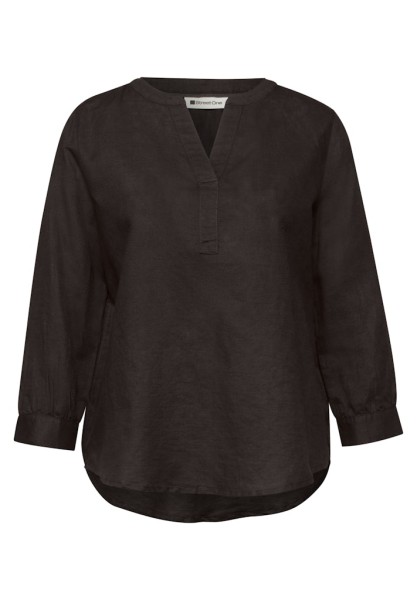 Bluse mit Split Neck aus Leinenmix