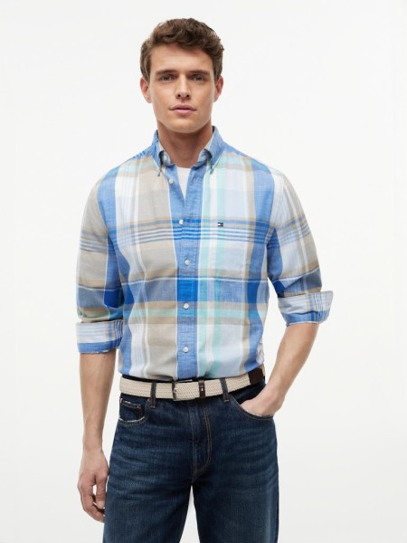 Regular Fit Textured Madras Check Shirt