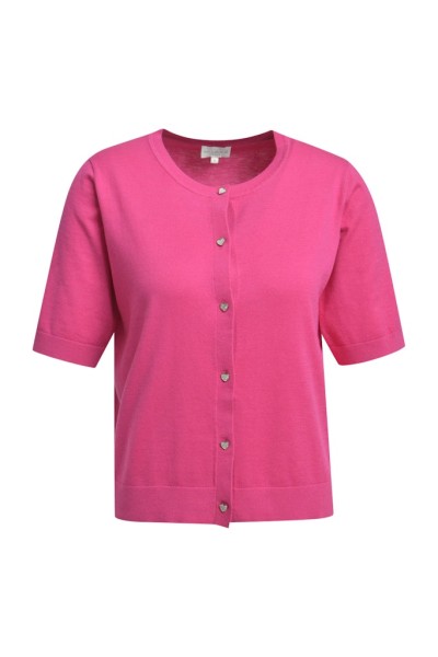 roundneck cardigan w placket + 3/4 sleeve