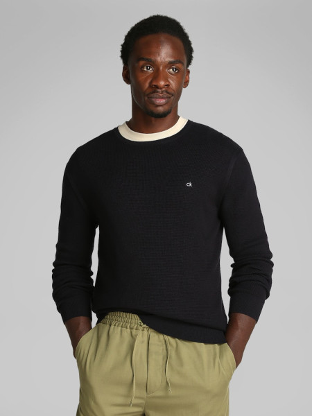 MICRO WAFFLE TEXTURE CN SWEATER