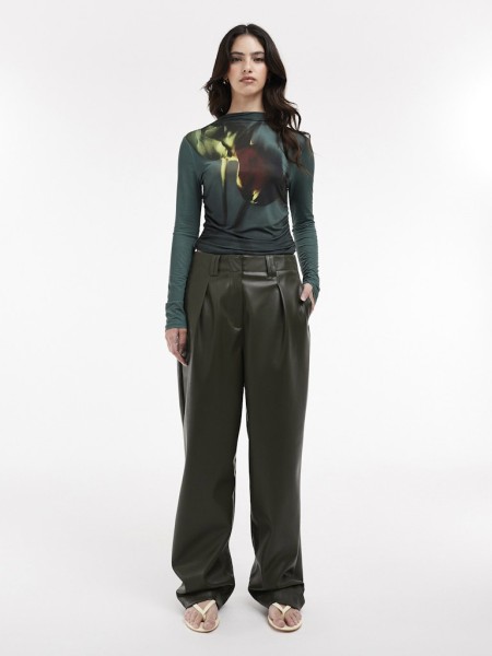 TSTINA PU HW STRAIGH LEG TROUSERS